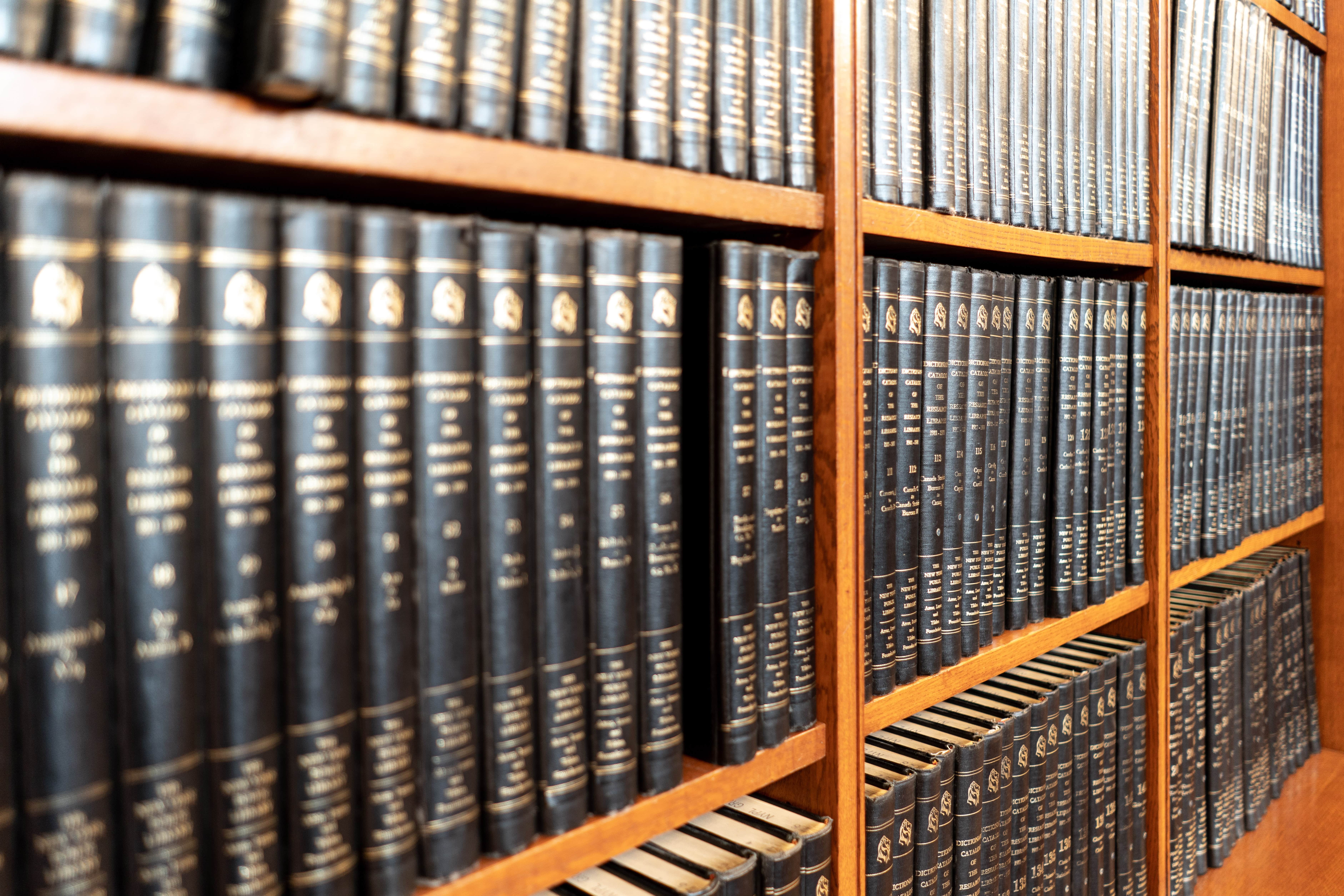 A library of books to represent legal jargon